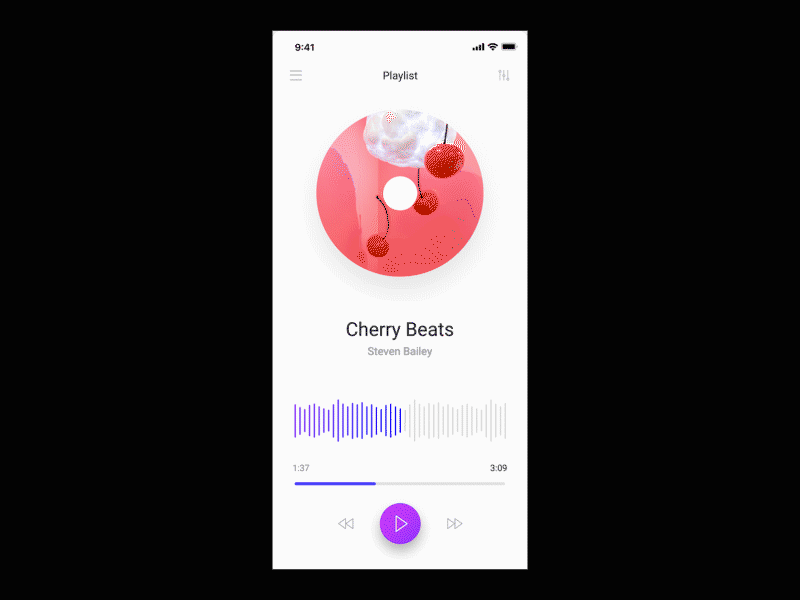 Music menu switch ui ux 动画