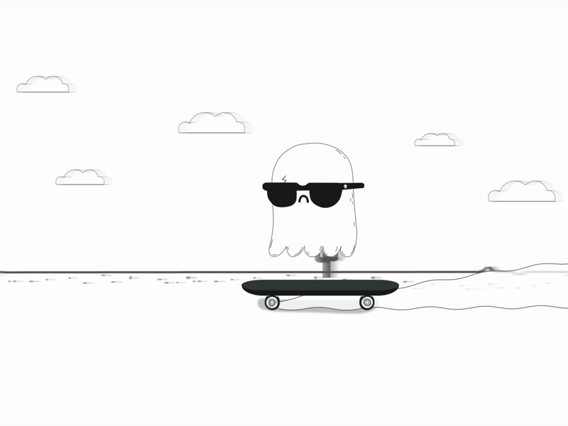 Funky Ghost Jump after effects animation character design drawing flat ghost illustration skateboard vector