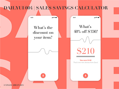 DailUI 004 Sales Savings Calculator app calculator dailyui dailyui 004 didot discount fashion sales shopping voice