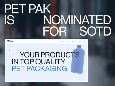 PET PAK — Site of the day nominee art direction design layout typography ui website