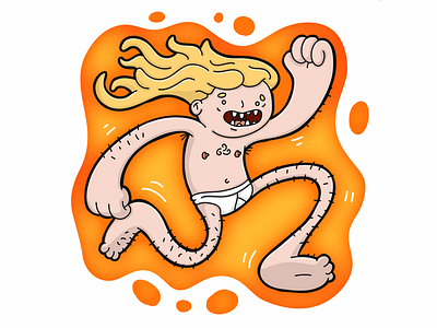 Let your hair down... caricature cartoon character comic fun funny hair naked nude pants wacky weird