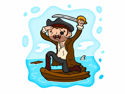 A pirate’s life for me! caricature cartoon character comic funny pirate sea shark thieves