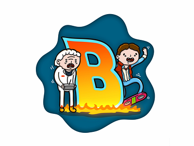 B is for Back to the Future back to the future caricature cartoon character comic font illustration letter type typography