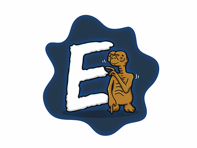E is for E.T. caricature cartoon character comic et extraterrestrial font illustration letter type typography