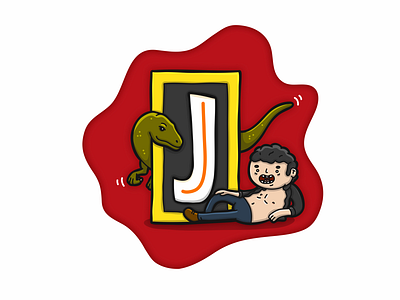 J is for Jurassic Park caricature cartoon character comic doodle font funny illustration jurassic park letter type typography