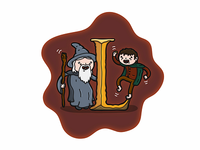L is for The Lord of the Rings caricature cartoon character comic doodle font funny illustration letter lord of the rings type typography