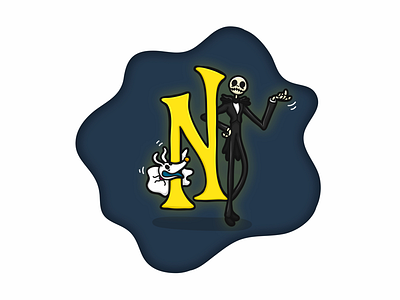 N is for The Nightmare Before Christmas caricature cartoon character comic doodle font funny illustration letter nightmare before christmas type typography