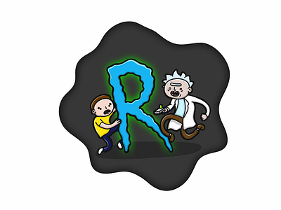 R is for Rick And Morty caricature cartoon character comic doodle font funny illustration letter rick and morty type typography