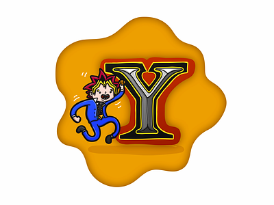 Y is for Yu-Gi-Oh! caricature cartoon character comic doodle font funny illustration letter type typography yu gi oh