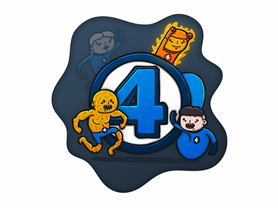 4 is for Fantastic Four caricature cartoon character comic doodle fantastic four font funny illustration letter type typography