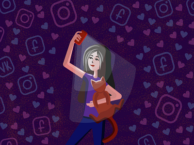 Selfie cat colorful art colorful design design illustration illustrator selfie social networks vector