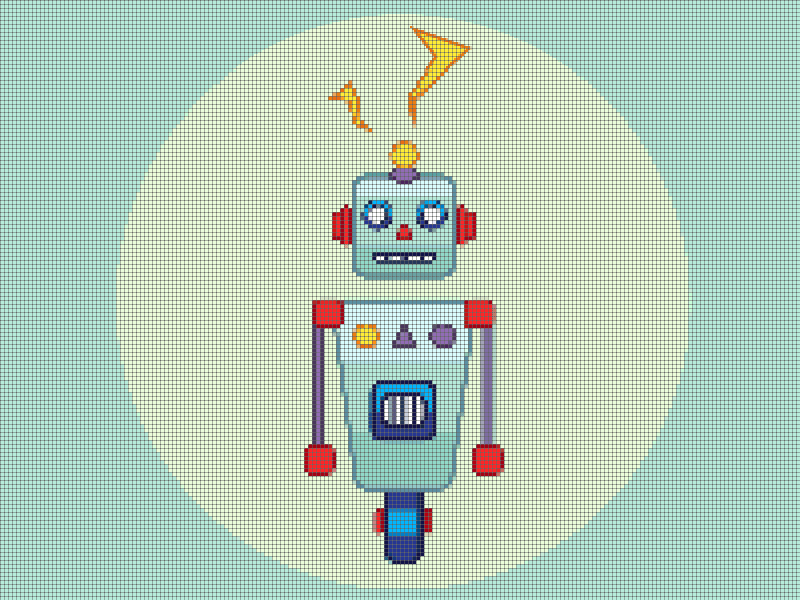8-bit animation: the robot is dancing Macarena