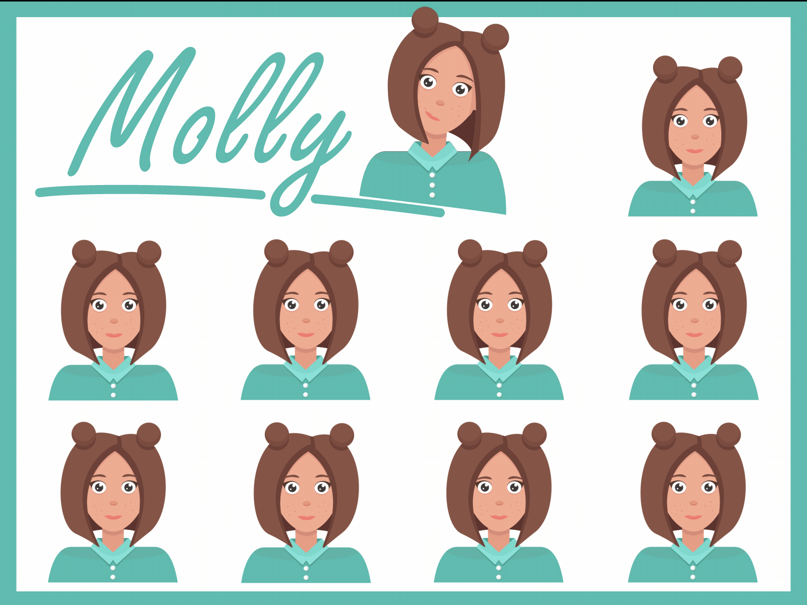 Animated stickerpack - Molly adobe after effects after effects animated cards animated gif animation animation 2d colorful art colorful design design funny funny character girl girl character girl illustration illustration illustrator motion sticker pack stickerpack vector