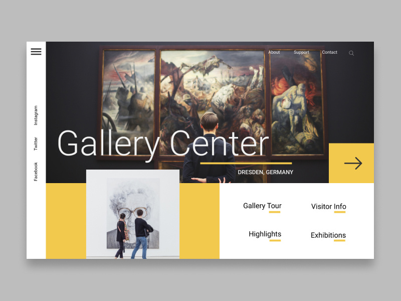 Gallery center web design gallery center art museum gallery ui web design