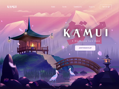 K A M U I animated transition animation blockchain card game crypto crypto collectibles cryptocurrency japan landing page nature non fungible token parallax ui yokai