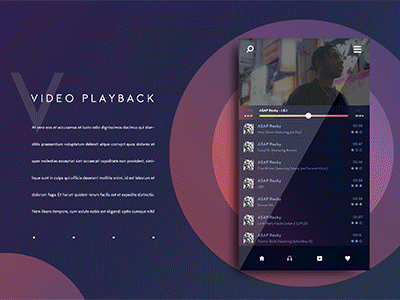 Video Playback Screen animation app motion music ui ux violet