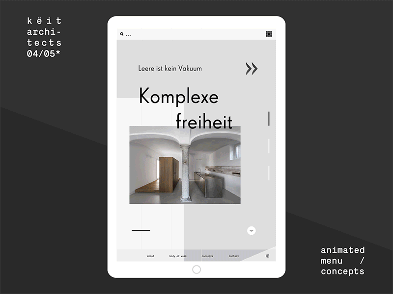 UI for architect firm animated menu motion ui ux