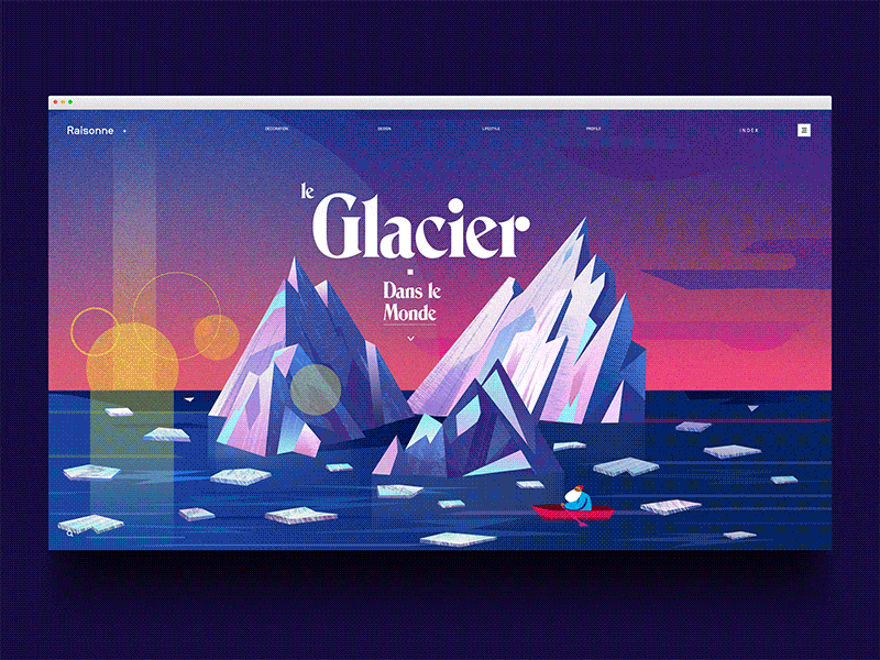 Raisonne WIP animation arctic glacier ice ocean parallax transition