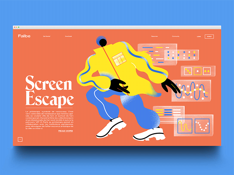 F A L B E 2 screens sport blue orange modern illustration digital detox animation