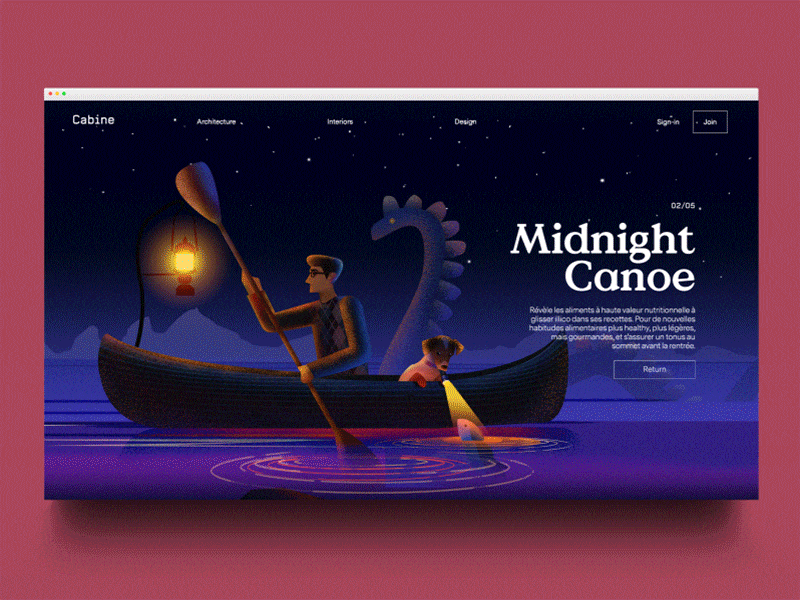 Cabine Two Two mountains illustration parallax transition landing page animated transition animation