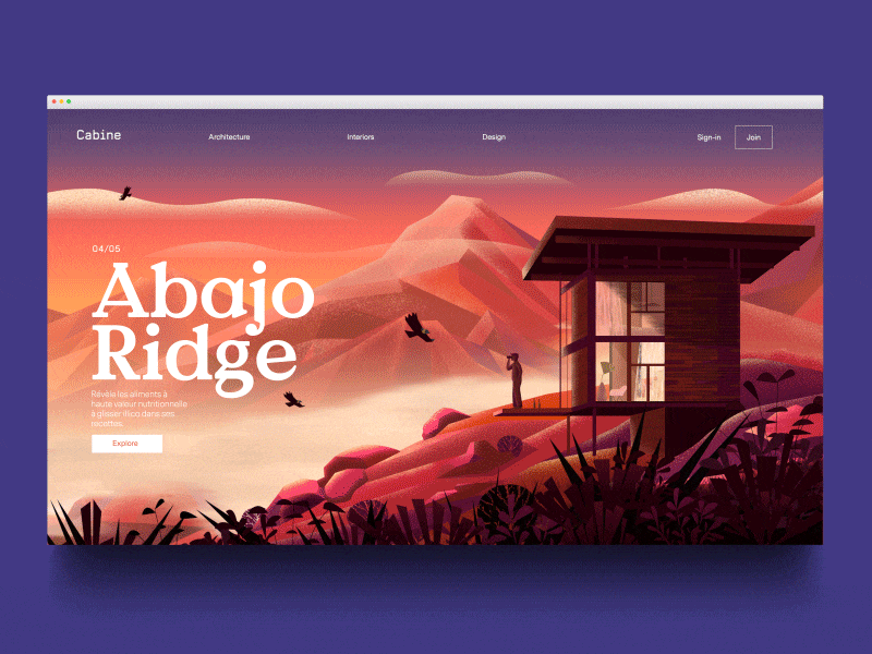 A B A J O animated transition animation illustration landing page motion mountains parallax ui ux