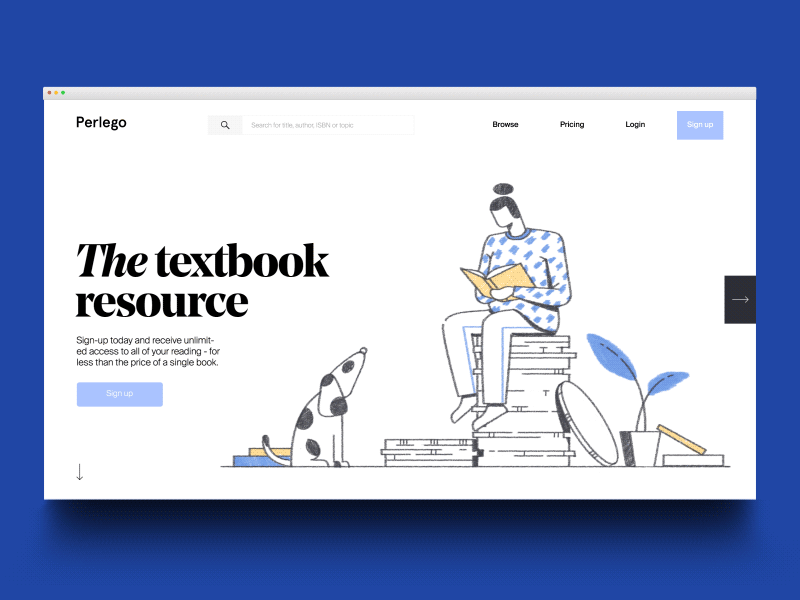 P E R L E G O animation book site books branding characters hand-drawn illustration landing page motion parallax ui
