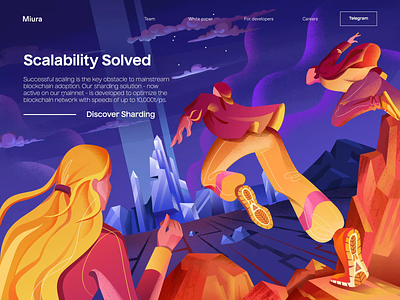 M I U R A animated transition animation blockchain illustration landing page motion scalability scaling sharding ui