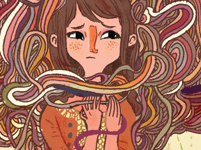 Tangled. girl tangle threads wires