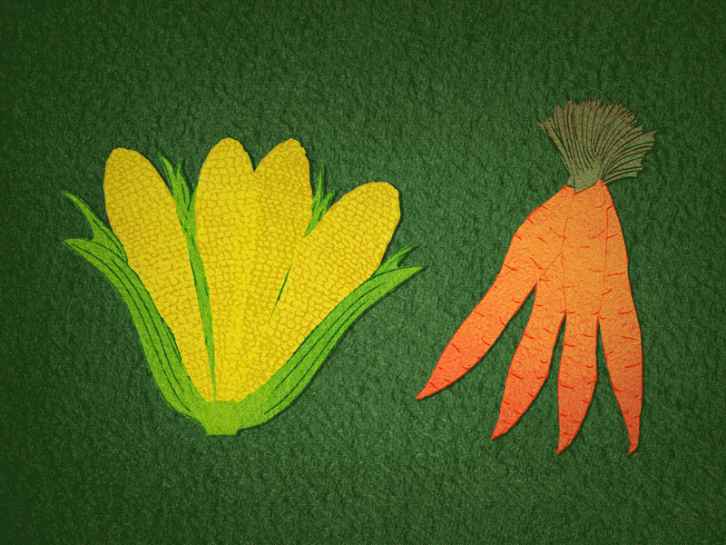 Eat Your Veggies adobe capture ae after effects animation carrots corn crops farm food frame by frame gif gifs hand drawn illustration mograph motion motion design motion graphics texture vegetables