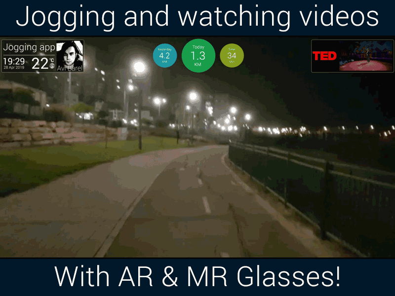 Jogging and watching videos with AR glasses! app arcore arkit art augmeted reality hololens magicleap mixed reality mr ux ui