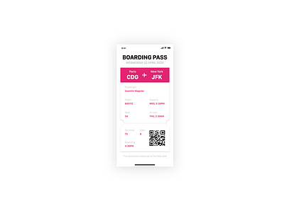 DAY 024 - BOARDING PASS app design flat illustration illustrator minimal ui ux vector web