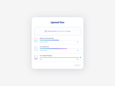 Upload Files design drag and drop progress ui upload upload file uploads