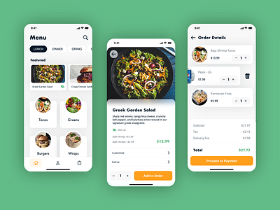 Food Delivery App app checkout dailyui dailyuichallenge design food menu order payment ui