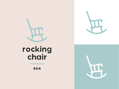 Rocking Chair B&B bb bed and breafast blue chair logo minimal pastel pink rocking chair soft