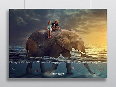 Children with Elephant adobe africa art artist children digital elephant landscape painting photoshop