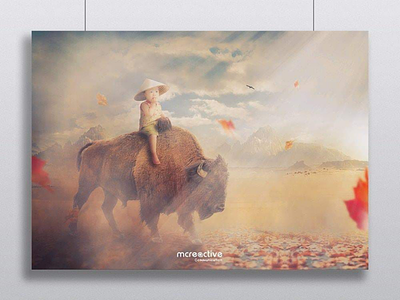 Compositing : Buffalo and Child adobe buffalo child compositing creative digital effect landscape mood photoshop tutorial