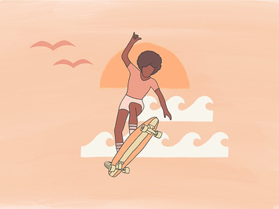 Shaka Brah! afro black skateboarder black woman california girl skateboarder hawaii shaka skateboarding skateboarding art skater
