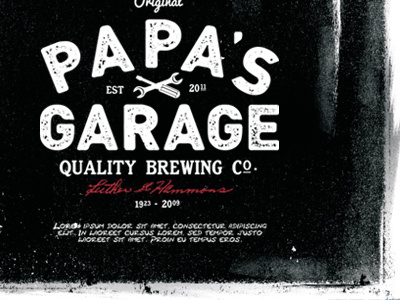 Papa's Garage brewing texture typography