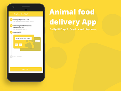 Food Delivery App: Card Checkout animal animal food app checkout credit card dailyui day2 material