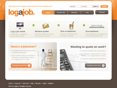 Logajob Homepage brown homepage orange trade