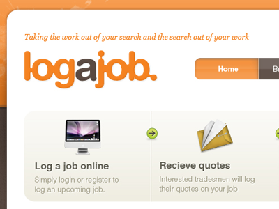 Logajob Homepage Inset brown icons logo navigation orange