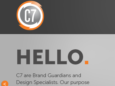 C7 New Home Page greeting grey home page logo orange