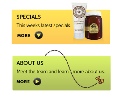 Honey Hive Highlights bees call to action homepage honey website