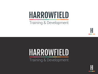 Harrowfield Logo development multicolor training wordmark
