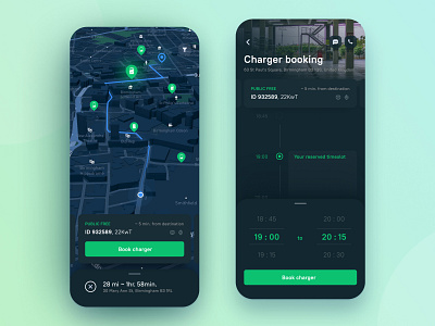 Seamless EV charging experience app application booking charge points communication dark ui destination ecosystem ev vehicle interface map mobile road ui user inteface ux