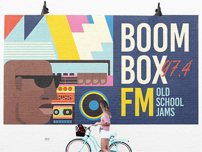 Boombox Mural 90s africa african beats boombox fm radio freelance illustration illustrator mural mural design music old school radio south africa streetart vector zimbo