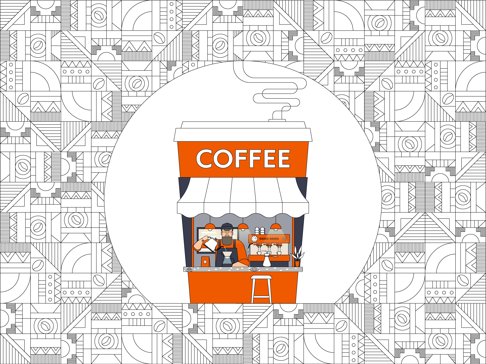 Coffee House africa african african pattern barista cafe caffe caffeine coffee coffee addict coffee beans coffee cup coffee lover line art line illustration specialty coffee takeaway coffee vector
