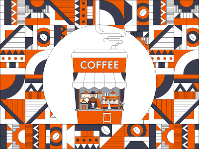 Coffee House africa african african patterns barista cafe caffe coffee coffee addict coffee beans coffee lover coffee shop coffee to go line art line illustration takeaway coffee