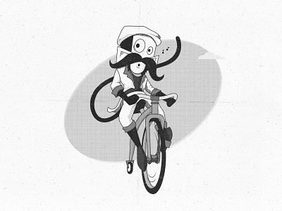 Half Tone Bike Ride WIP 1800 ape bike ride black and white funny half tone illustration illustrator lol monkey old school penny farthing press print retro vintage weekend project