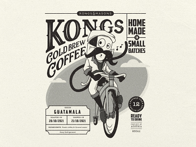 Kongs Cold Brew Label austria cafe caffeine coffee coffee label coffee packaging cold brew coffee design labelling lettering monkey offset old school packaging penny farthing print press typography vienna vintage vintage print